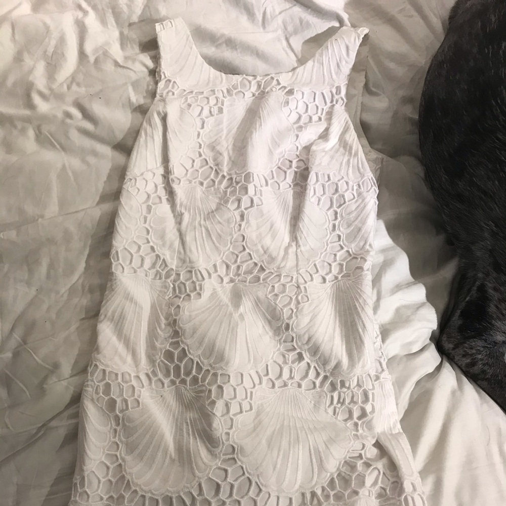 scalloped white lilly dress, worn once